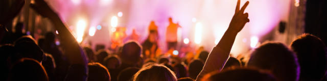 Crowds of people having fun on a music concert